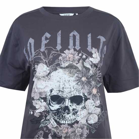 Firetrap Grunge Tee Ld43 Череп Дамски тениски с яка