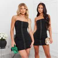 I Saw It First Bandeau Slinky Ruched Mini Dress  