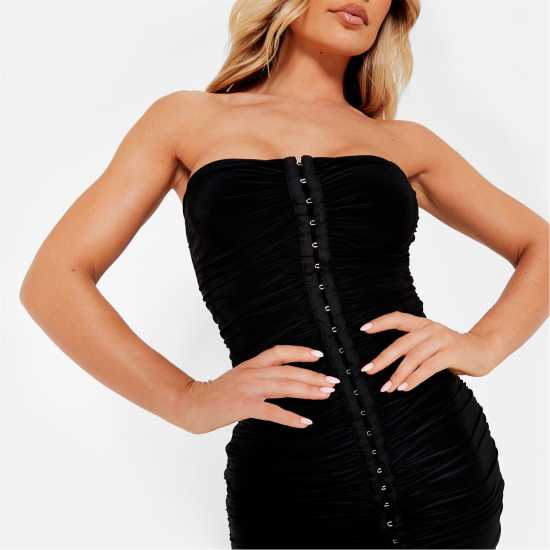 I Saw It First Bandeau Slinky Ruched Mini Dress  