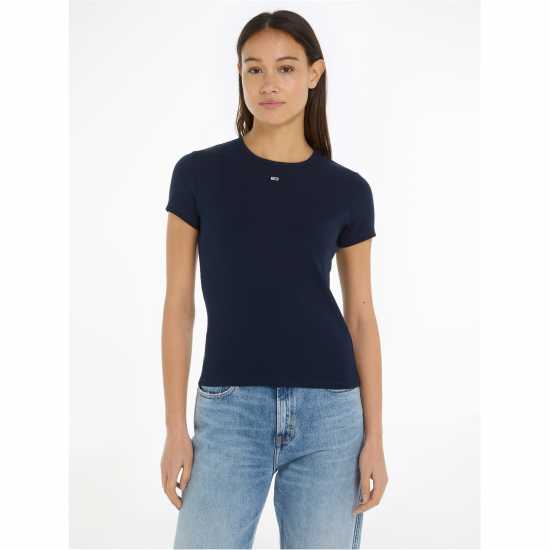 Tommy Jeans Tjw Slim Essential Rib Ss Тъмно морско синьо Дамски потници