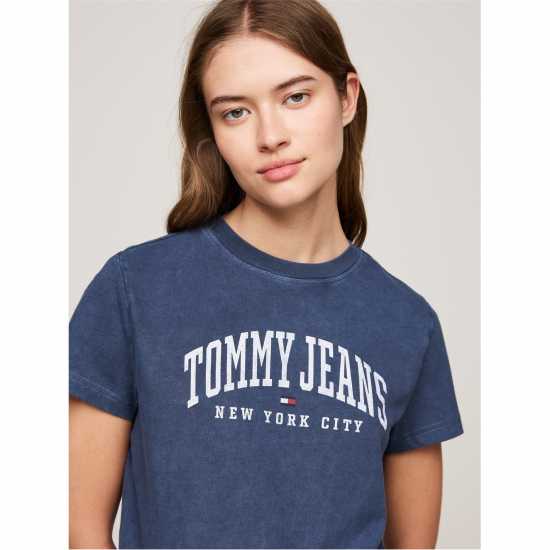 Tommy Jeans Varsity Style Short-Sleeved T-Shirt Тъмно морско синьо Дамски потници