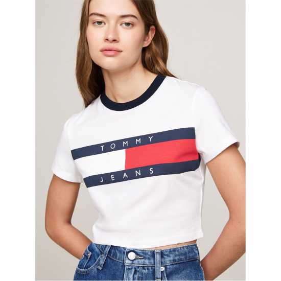 Tommy Jeans Slim Fit Cropped Logo T-Shirt  Дамски потници