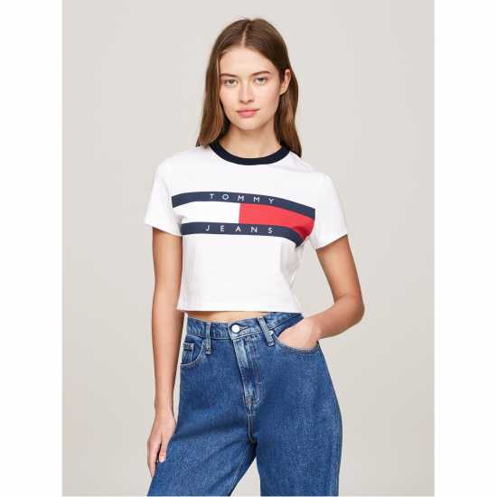 Tommy Jeans Slim Fit Cropped Logo T-Shirt  Дамски потници