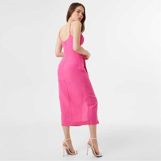 Средна Рокля Jack Wills Tie Waist Midi Dress  Дамски поли и рокли