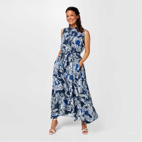 Biba Belted Maxi Dress Пейзли принт 