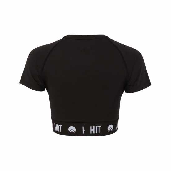 Hiit Essential Crop Top Черно Дамски тениски с яка