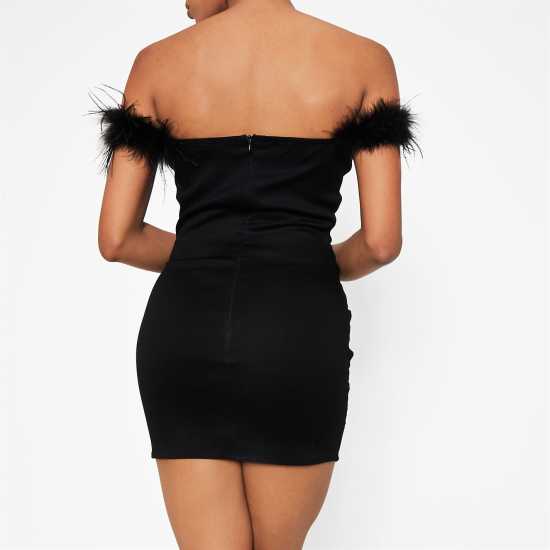 I Saw It First Faux Feather Corset Bodycon Mini Dress  Дамски поли и рокли