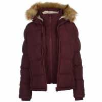 Soulcal Дамско Яке Пухенка С Два Ципа 2 Zip Bubble Jacket Ladies Burgundy Дамски грейки