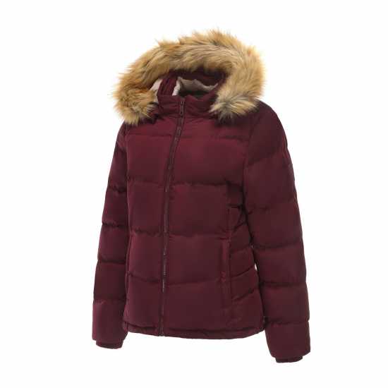 Soulcal Дамско Яке Пухенка С Два Ципа 2 Zip Bubble Jacket Ladies Burgundy Дамски грейки