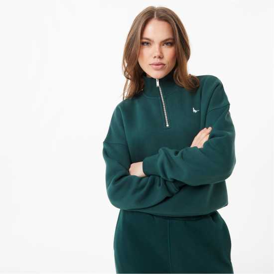 Jack Wills Astbury Quarter Zip Тъмно зелено Дамски полар