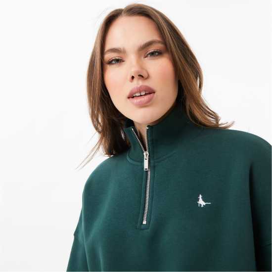 Jack Wills Astbury Quarter Zip Тъмно зелено Дамски полар