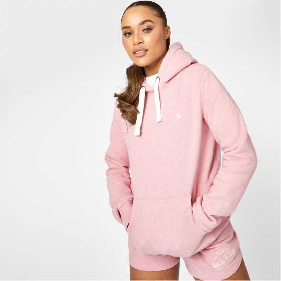 Jack Wills Astbury Pheasant Logo Hoodie Розово Марл Дамски суичъри и блузи с качулки