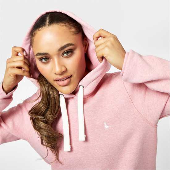 Jack Wills Astbury Pheasant Logo Hoodie Розово Марл Дамски суичъри и блузи с качулки