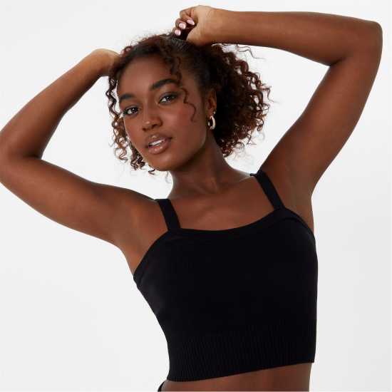 Jack Wills Knitted Cami Top Черно Дамски пуловери и жилетки