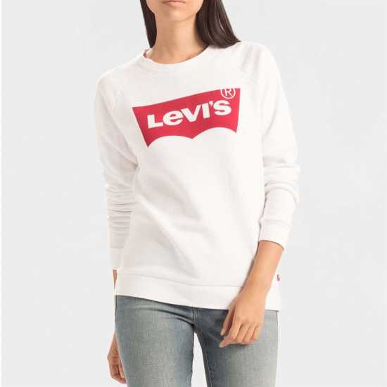 Levis Блуза Обло Деколте Batwing Logo Crew Neck Sweatshirt По-добро Бяло 