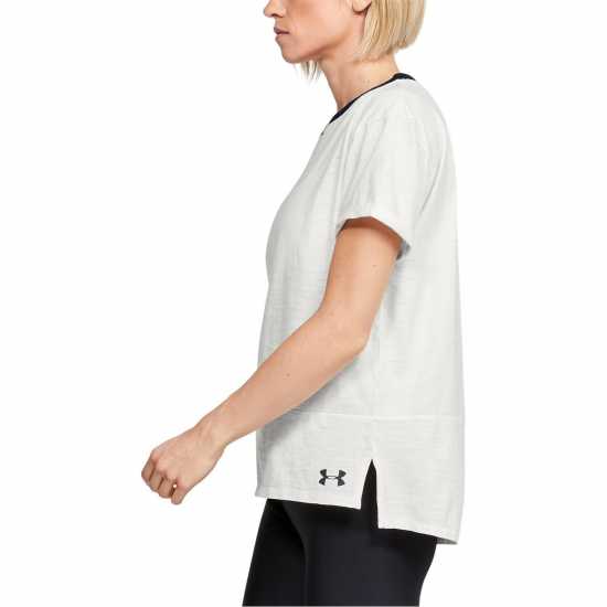 Under Armour W Charged Cotton Ss Оникс Бял / Бл Дамски тениски с яка