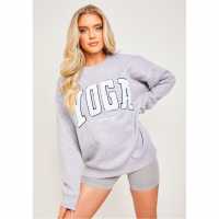 Missy Empire Light Grey Marl Borg Oversized Yoga Sweatshirt  Дамско облекло плюс размер