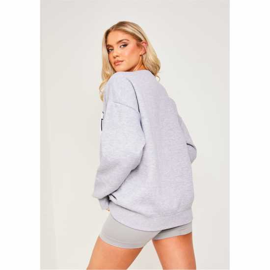 Missy Empire Light Grey Marl Borg Oversized Yoga Sweatshirt  Дамско облекло плюс размер