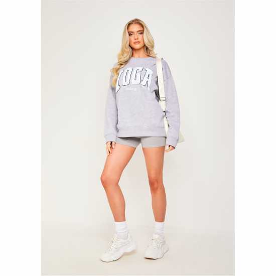 Missy Empire Light Grey Marl Borg Oversized Yoga Sweatshirt  Дамско облекло плюс размер