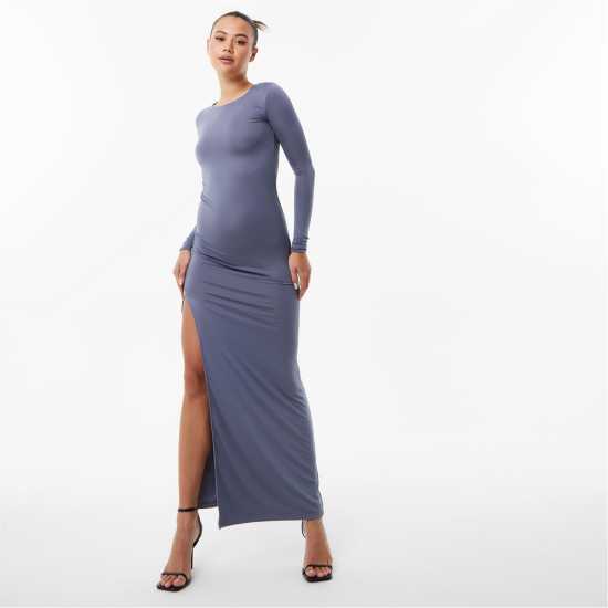 Jack Wills Second Skin Slit Maxi Dress Фолкстоун Сиво Дамски поли и рокли