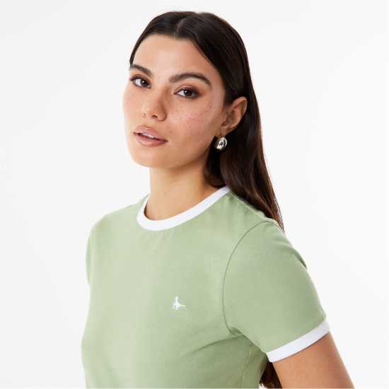 Ключодържател Jack Wills Trinkey Ringer T-Shirt Eucalyptus Дамски тениски и фланелки