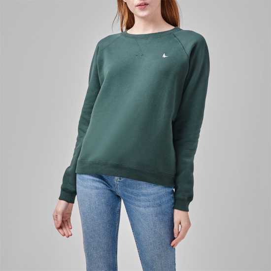 Блуза Обло Деколте Jack Wills Astbury Raglan Crew Neck Sweatshirt Dark Green Дамски суичъри и блузи с качулки