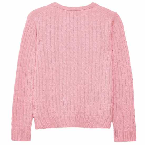 Jack Wills Tinsbury Merino Wool Blend Cable Knitted Jumper Розово Дамски пуловери и жилетки