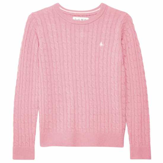 Jack Wills Tinsbury Merino Wool Blend Cable Knitted Jumper Розово Дамски пуловери и жилетки