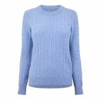 Jack Wills Tinsbury Merino Wool Blend Cable Knitted Jumper Меко синьо 