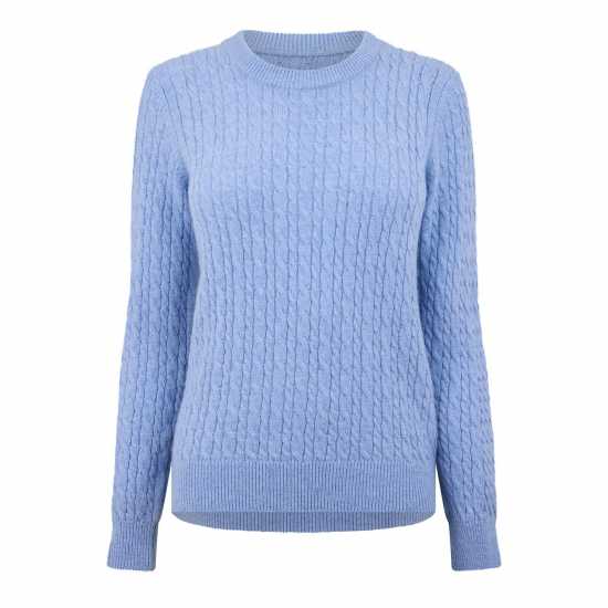 Jack Wills Tinsbury Merino Wool Blend Cable Knitted Jumper Меко синьо 