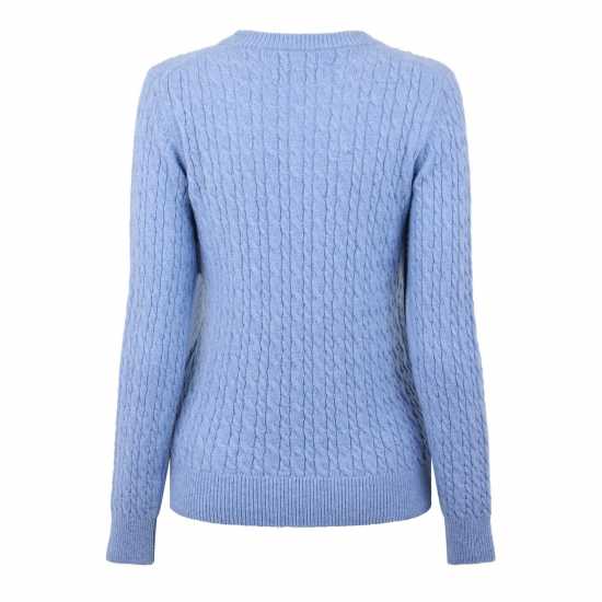 Jack Wills Tinsbury Merino Wool Blend Cable Knitted Jumper Меко синьо 