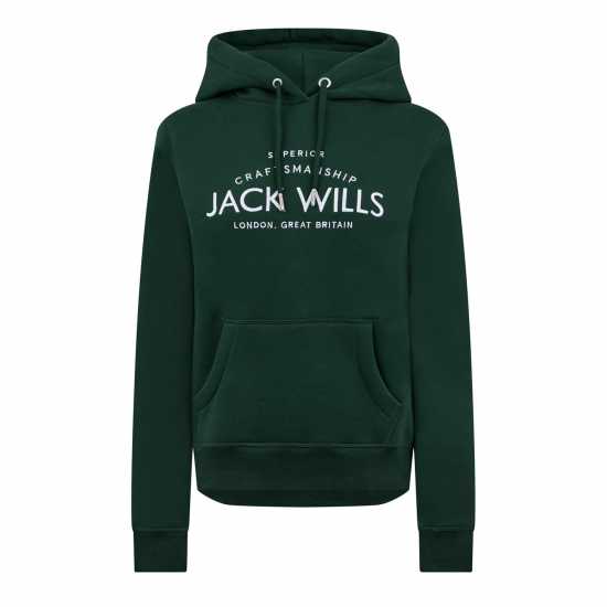 Jack Wills Hunston Graphic Logo Hoodie Тъмно зелено 