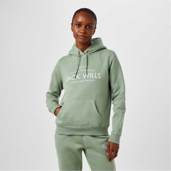 Jack Wills Hunston Graphic Logo Hoodie Ледено озеро 