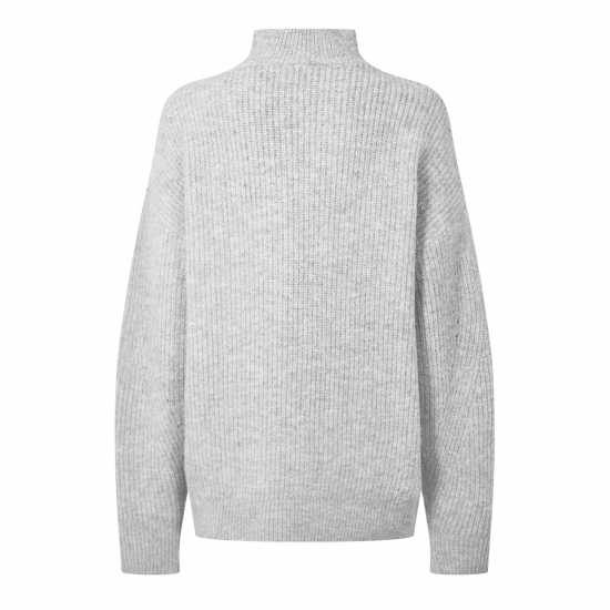 Jack Wills High Neck Zip Knitted Jumper Сив марл 