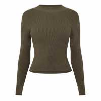 Jack Wills Rib Turtlenck Top Ld44 Хаки 