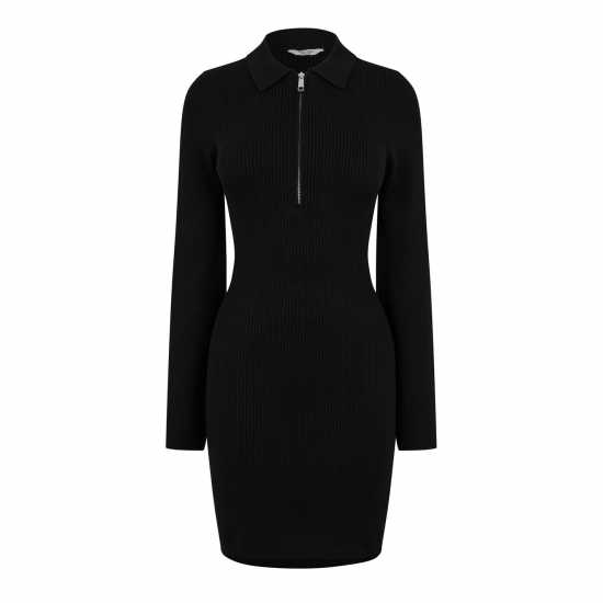 Jack Wills Zip Mini Dress Черно Дамски пуловери и жилетки