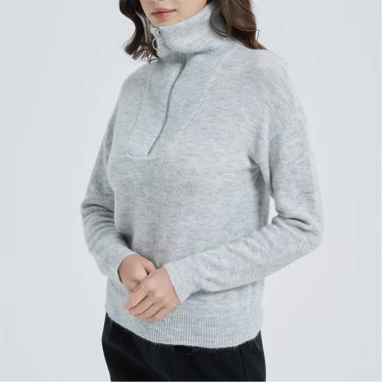 Golddigga Knittd Zip Ld99 Сиво Китайско Дамски пуловери и жилетки