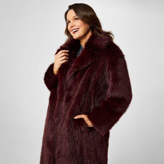 Biba Палто С Изкусвен Костъм Longline Faux Fur Coat  