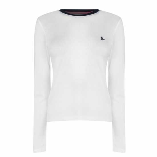 Jack Wills Trinkey Long Sleeve Ringer T-Shirt Бяло Дамски тениски с яка