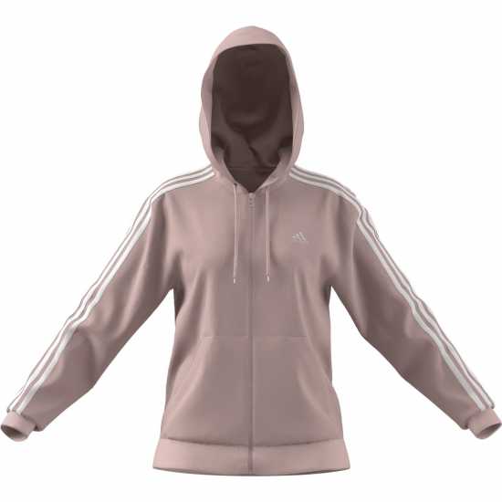 Adidas 3 Stripe Zip Track Hoodie Ladies Пясъчно розово Дамски суичъри и блузи с качулки