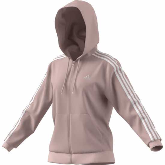 Adidas 3 Stripe Zip Track Hoodie Ladies Пясъчно розово Дамски суичъри и блузи с качулки