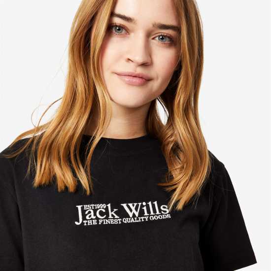 Jack Wills Milsom Boxy T-Shirt Черно Дамски тениски с яка