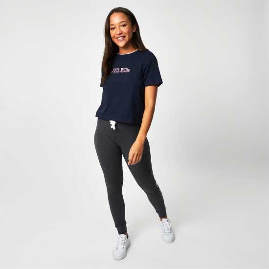 Jack Wills Milsom Boxy T-Shirt Морска синьо Дамски тениски с яка