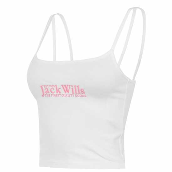 Jack Wills Double Strap Vest Бяло Дамски тениски с яка