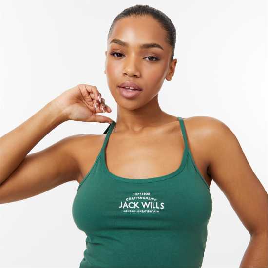 Jack Wills Double Strap Vest Forest Green Дамско облекло плюс размер