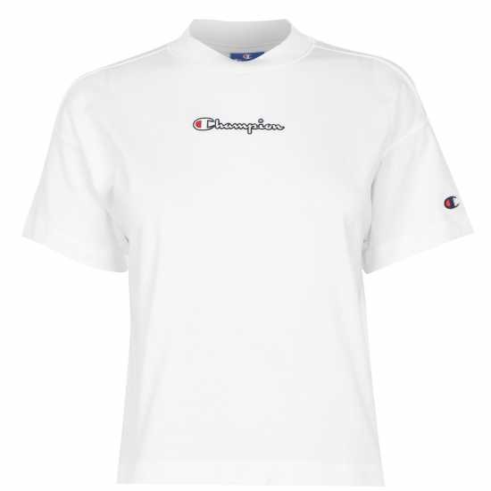 Тениска Champion Script T Shirt БЯЛО Дамски тениски с яка