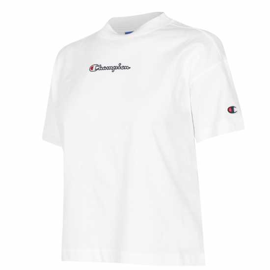 Тениска Champion Script T Shirt БЯЛО Дамски тениски с яка