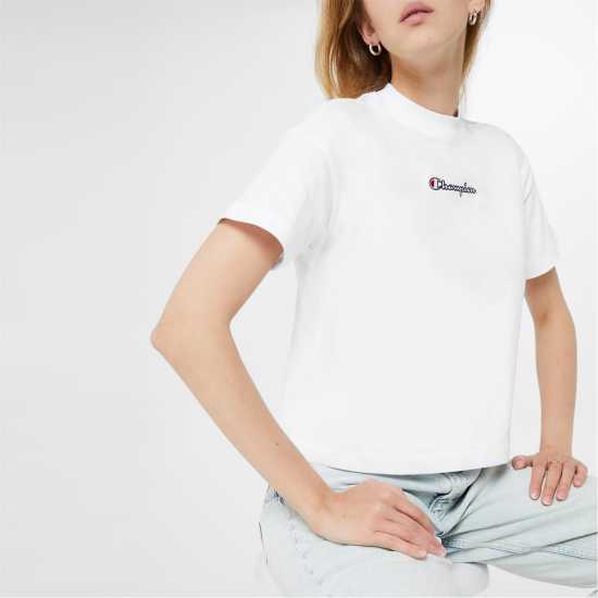 Тениска Champion Script T Shirt БЯЛО Дамски тениски с яка