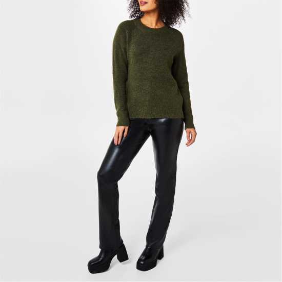 Selected Femme Lulu Knit Top Тъмно зелено 