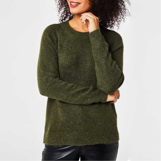 Selected Femme Lulu Knit Top Тъмно зелено 